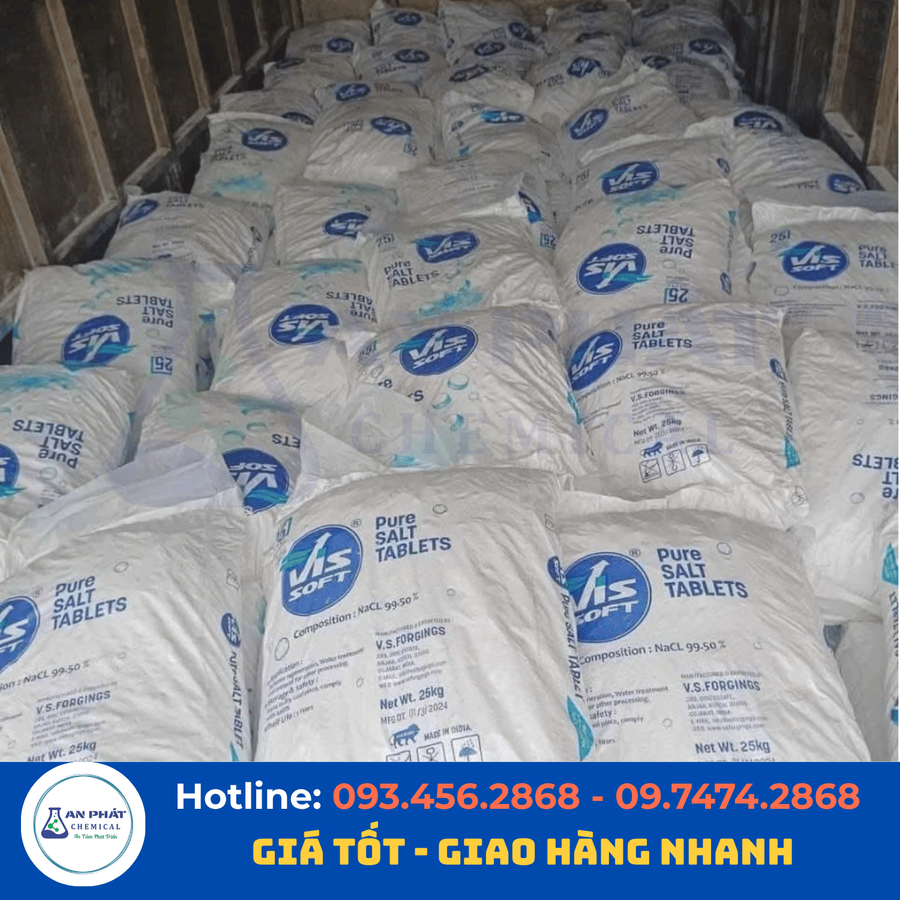 Muối viên hoàn nguyên Ấn Độ NaCl 99% – Ấn Độ, bao 25 kg