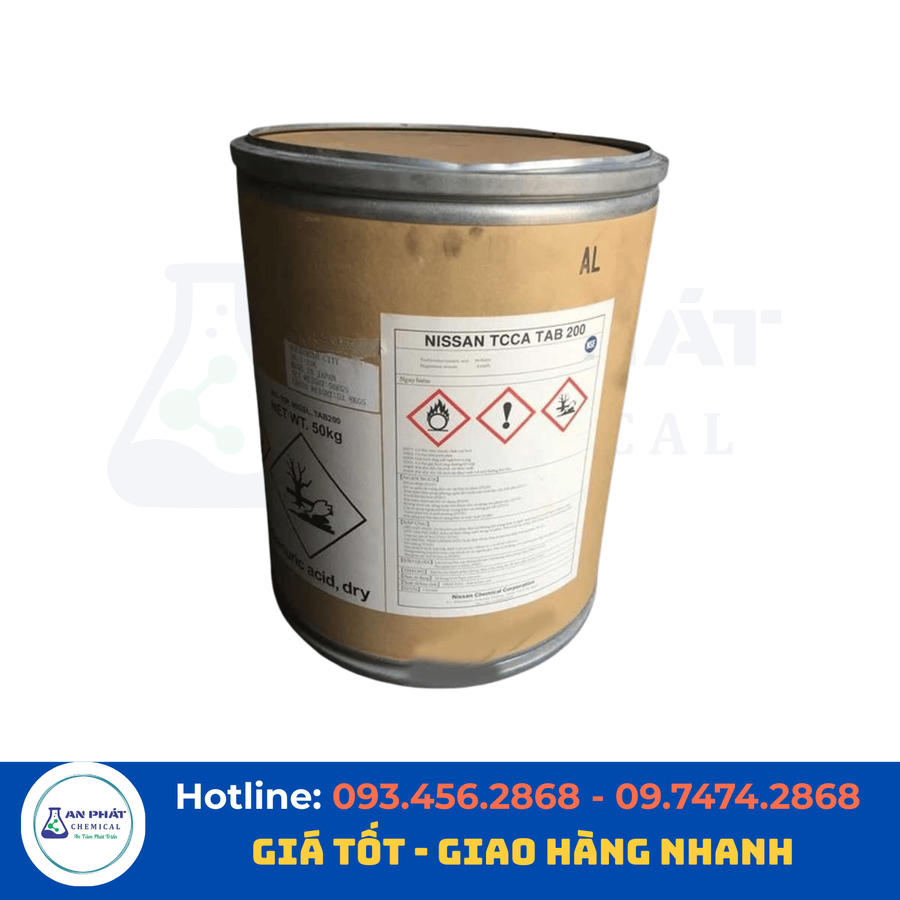 Clo viên TCCA C₃Cl₃N₃O₃ ≥90% – Nhật Bản, 50 kg/thùng