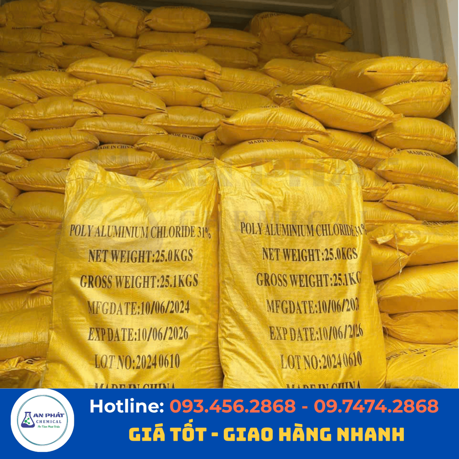 PAC bột Tenor Alₙ(OH)ₘCl₍₃ₙ₋ₘ₎ 31% – Trung Quốc, bao 25 kg