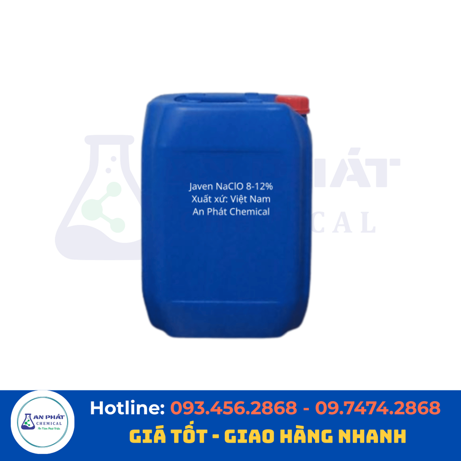 Nước Javen NaClO 12% – Việt Nam, 30 kg/can hoặc 1.200 kg/tank