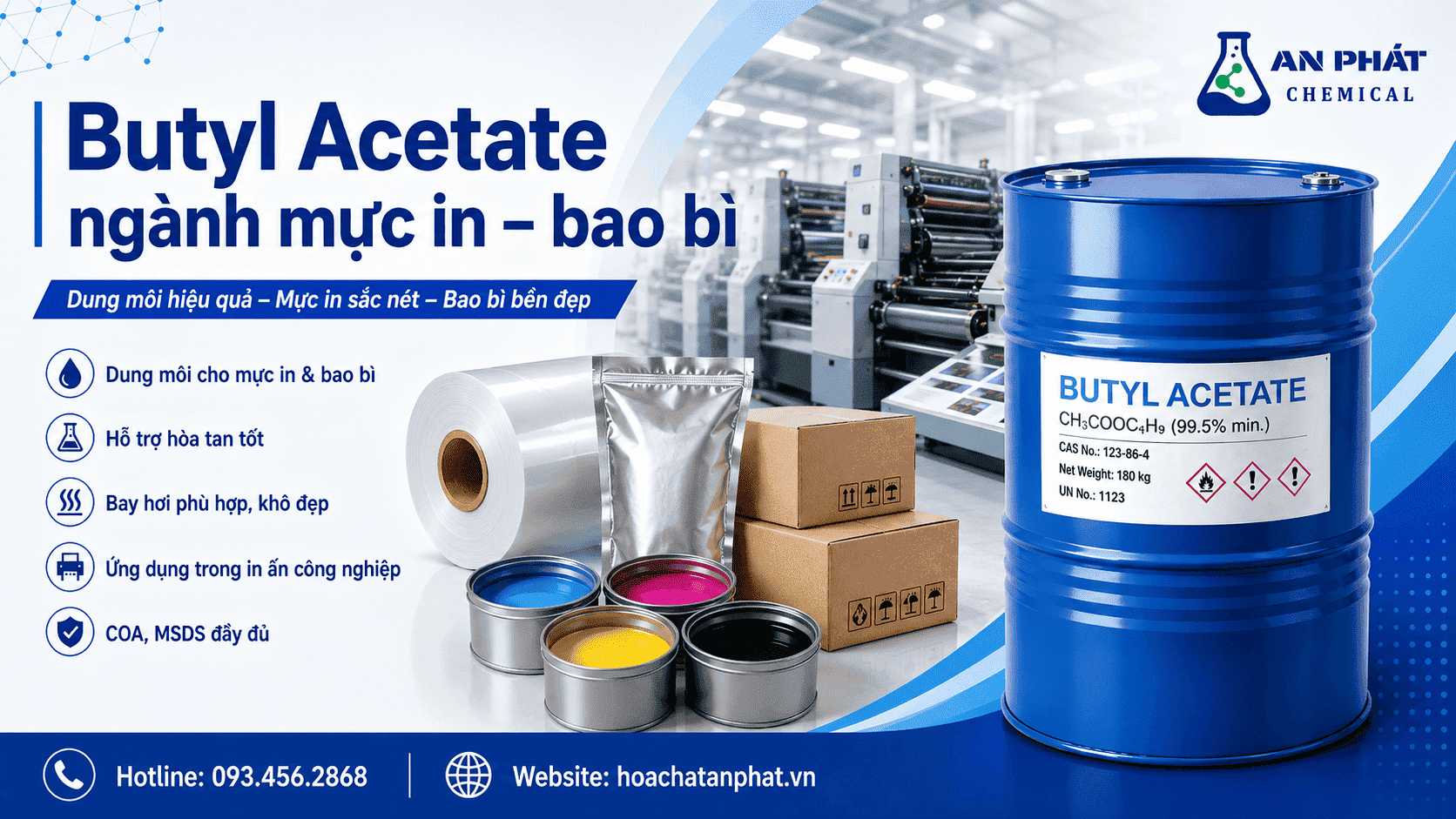 Butyl Acetate trong mực in ống đồng: Độ hòa tan và tốc độ khô