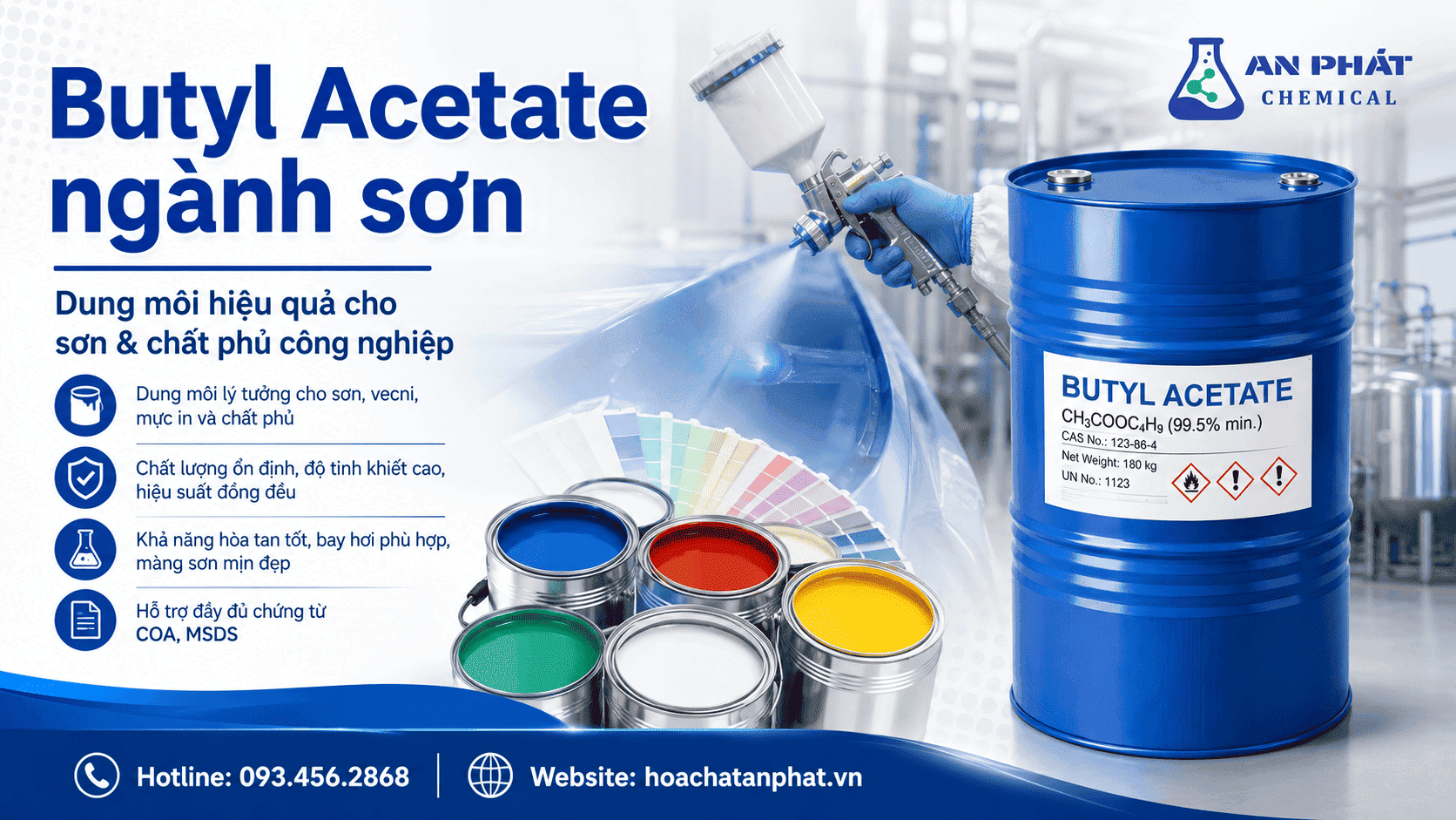 Butyl Acetate trong sơn sửa ô tô, xe máy và lớp phủ kim loại