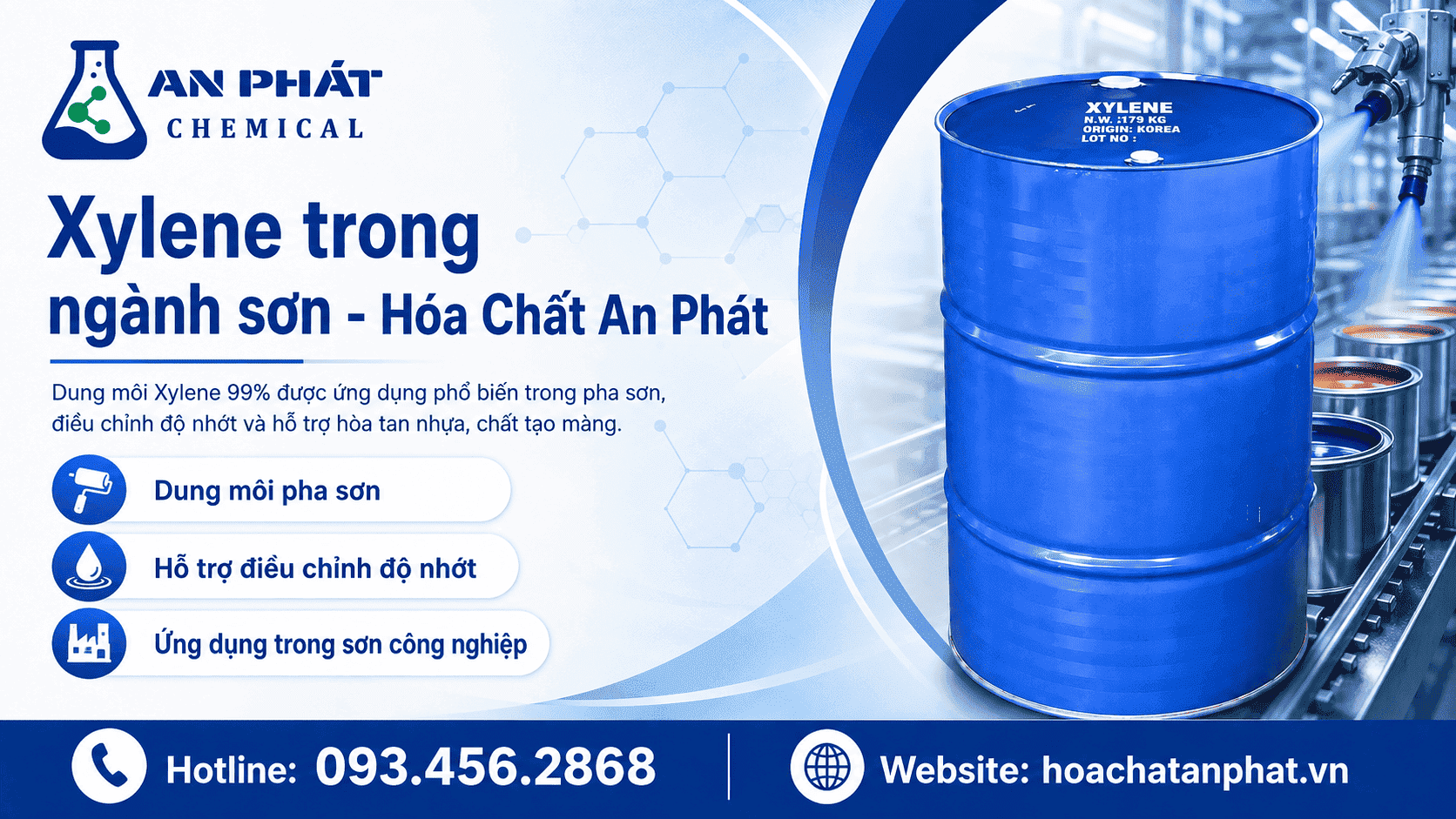 Xylene trong sản xuất thinner và dung môi pha sơn